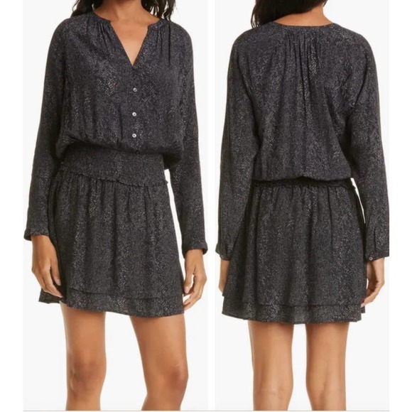Rails Jasmine Dress Charcoal Textured Leopard Print Women's Size XS NWT - Picture 1 of 9